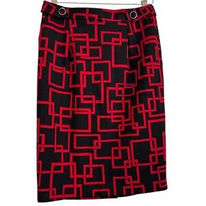 Grace Red and Black Geometric Pencil Skirt Size 8